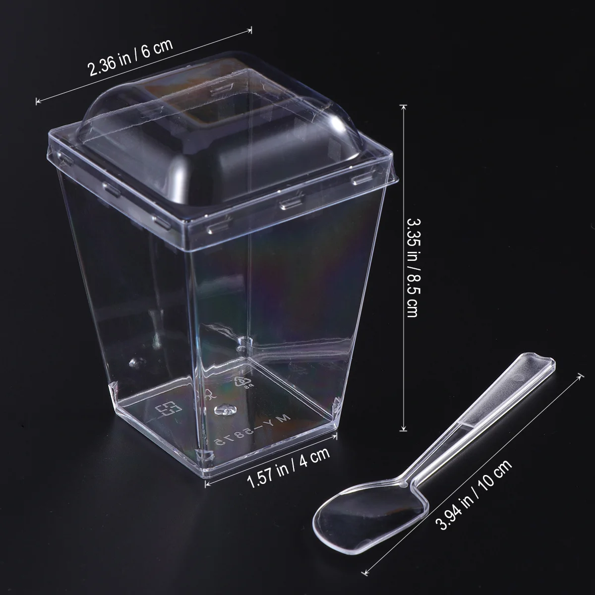 

25 set 150Ml Square Jelly Cups Set Mini Dessert Containers With Lids Spoons Appetizer Mousse Pudding Serving Cup For Birthday