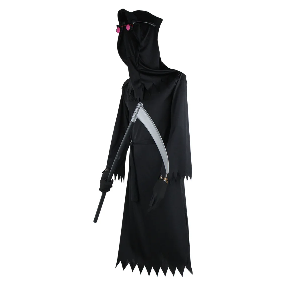 Halloween Adult Men Horror Zombie Skeleton Ghost Face Red Eye Death Costume Sickle Dark Messenger Ghost Cosplay Costume Suit