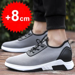 Sneakers Men Elevator Height Increase Shoes for Men 8cm 6cm Casual Lift Shoes Man breathable invisible hidden heels taller shoes