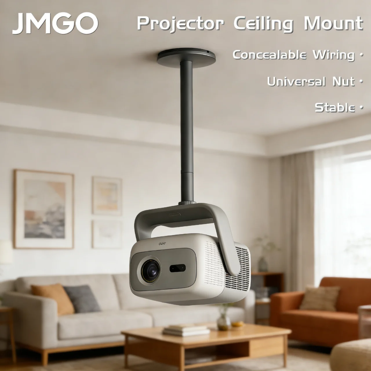 JMGO projector universal ceiling bracket with sturdy and stable concealed wire design suitable for N1/N1S series, etc