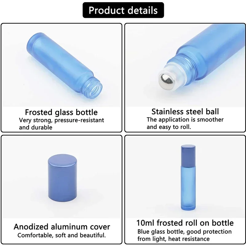 5 ชิ้น 5/10 มิลลิลิตรเติม Frosted Glass ลูกกลิ้งน้ํามันหอมระเหยขวดแบบพกพา Liquid น้ําหอมคอนเทนเนอร์เปิดช่องทาง