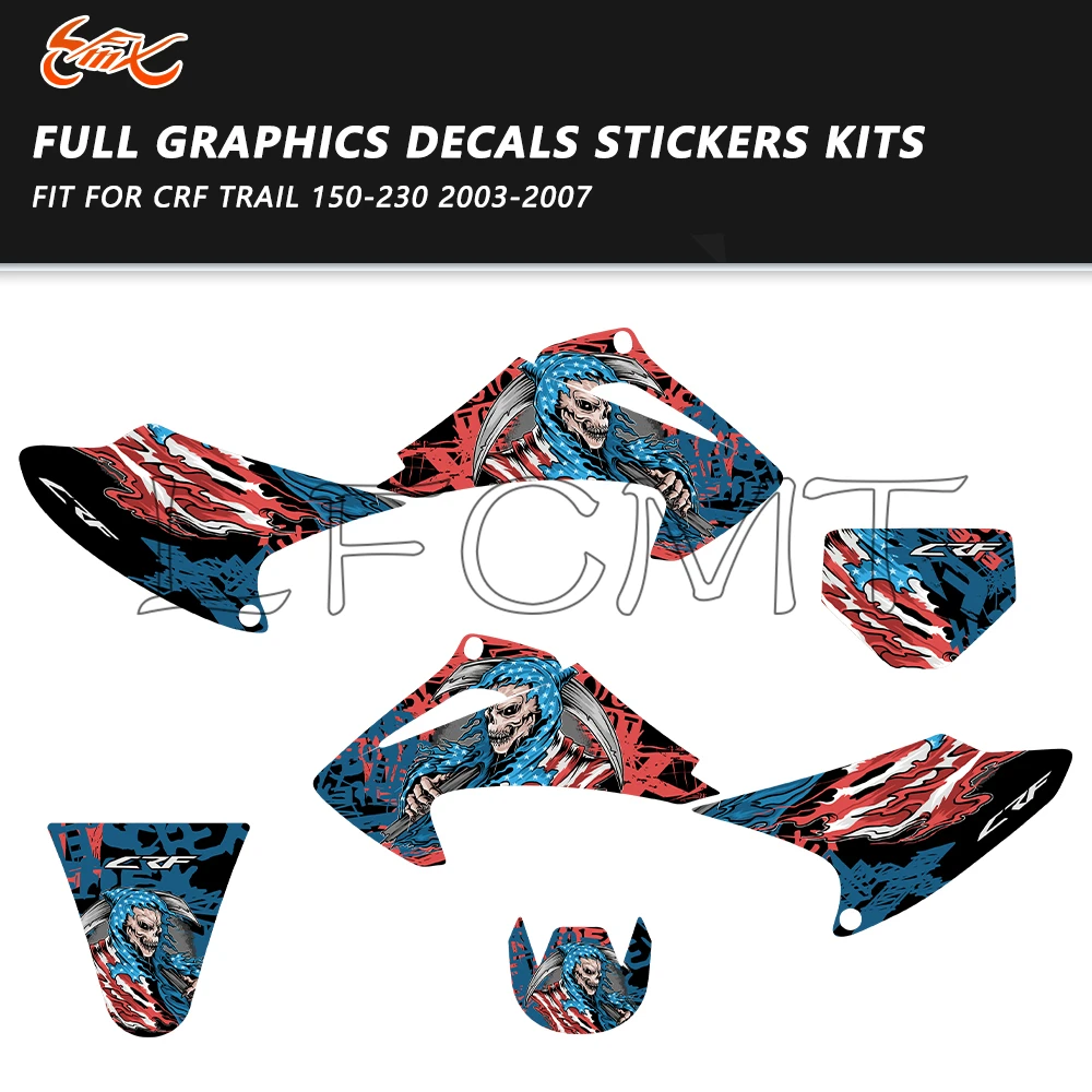 

Fit for Honda CRF150 CRF230 CRF150F CRF230F CRF 150 230 2003-2007 Full Set Motorcycle Graphics Background Decal Stickers