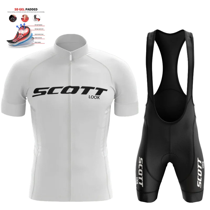 SCOTT LOOK-Conjunto de Jersey de Ciclismo de manga corta para hombre, Ropa de verano para Bicicleta, Maillot MTB, Ropa deportiva de Ciclismo, traje de Bicicleta azul