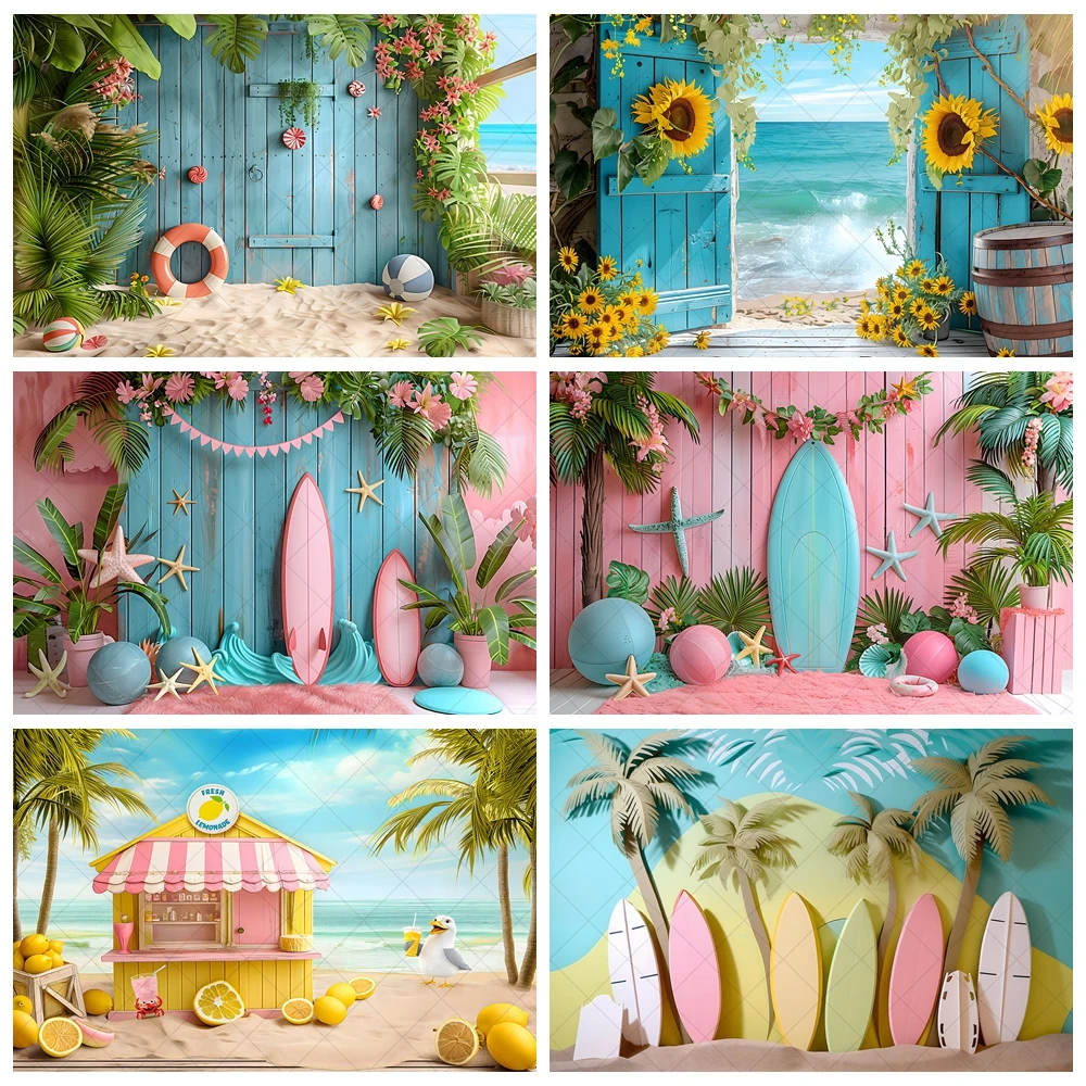 ピンクの背景,ビーチ用,誕生日,休暇,写真の背景の装飾を備えたパーソナライズされた海辺のツリー