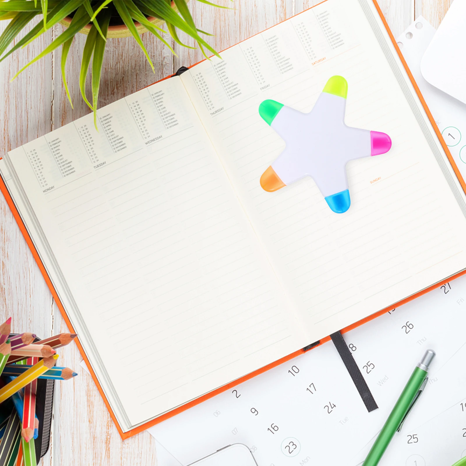 

5pcs Star Shape Highlighter Pen 5 Color Fluorescent Markers Smooth No Leak For Students Writing Notes Watercolor Painting