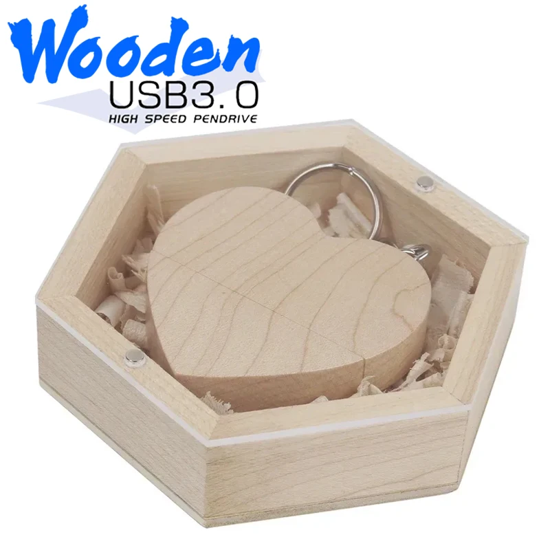 

New USB Flash Drive 3.0 Acrylic Board Hexagonal Box Pendrive 128GB 64GB 32GB 16GB 8GB 4GB Free Company Logo Customized Gift clé