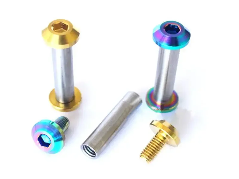 M6x1 Screw Thread Rod Length 18-85mm Ti/Golden/Rainbow/Blue/Black GR5 Titanium Bolts & Rod Nut For Bike Rear Suspension