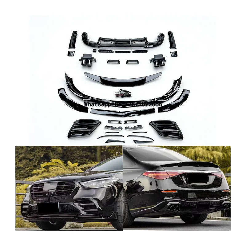 

For W223 Upgraded with Bra G50 21-25 Front and Rear Bumper Lip Diffuser Exhaust Pipe Spoiler Body Kit