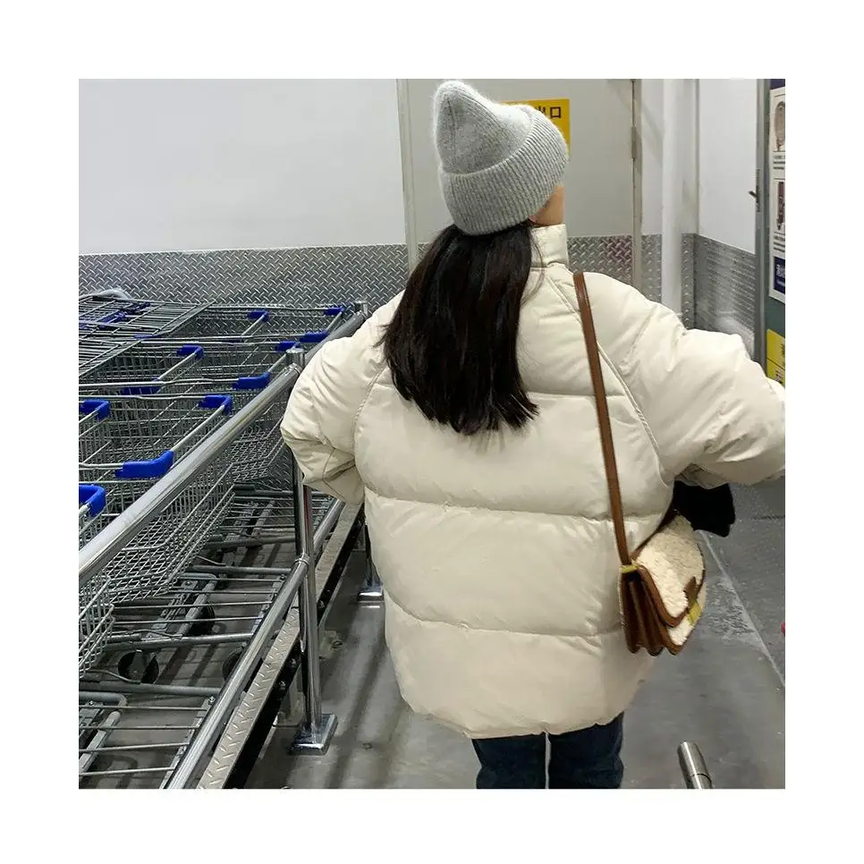 

New 2025 Men's Thiened Fce Lined Cotton Jaet Stand Collar Bread Sle Coat Youth Loose Fit Faionable Winter Coat