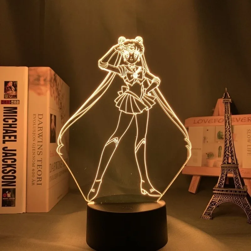 Kawaii Sailor Moon Cartoon Room Decoration Bedroom LED Night Light Princess Style Two-dimensional Anime Table Lamp Birthday Gift view 2