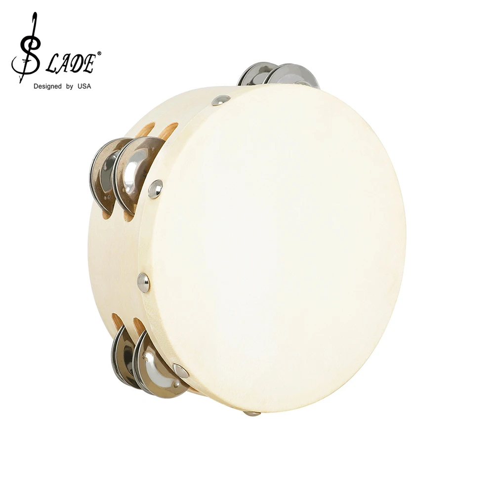 SLADE 6 Inches Orff Tambourine Sheepskin Handheld Drum Double Side Children Enlightenment Music Toys Percussion Education Drums