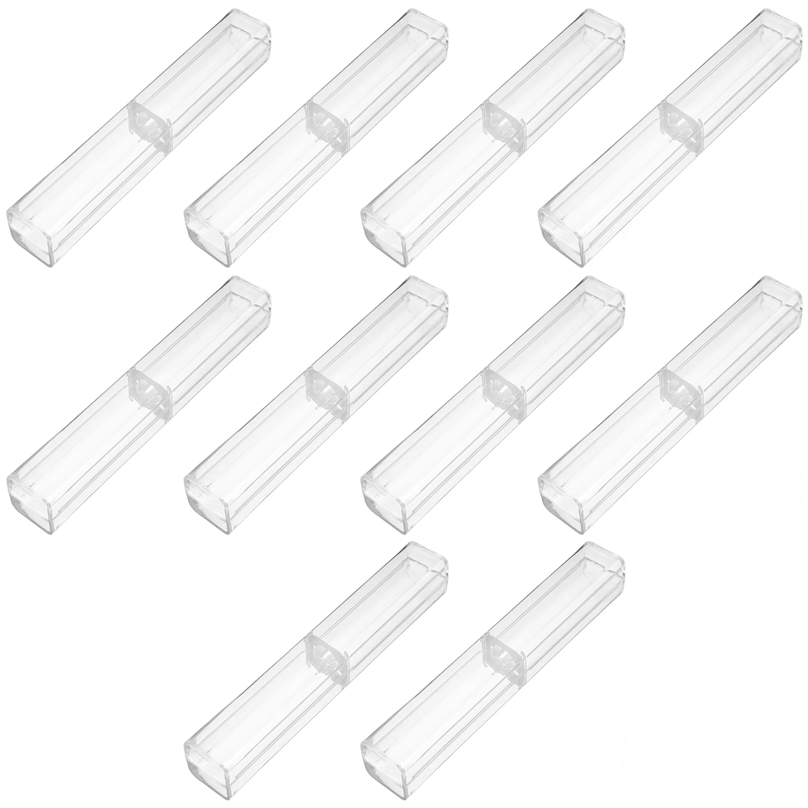 10 قطعة حاوية أقلام شفافة صندوق رصاص شفاف مع حلقة ثابتة مادة بلاستيكية قوية استخدام طويل الأمد لأقلام الحبر قلم حبر جاف