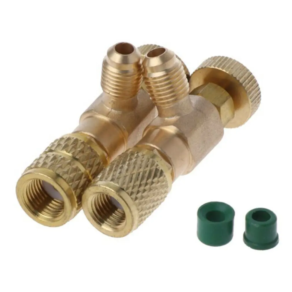 2Pcs Koeling Opladen Airconditioning Adapter Voor R410A R22 1/4 "Vloeibare Veiligheid Valve Slang R22 Koper Adapter