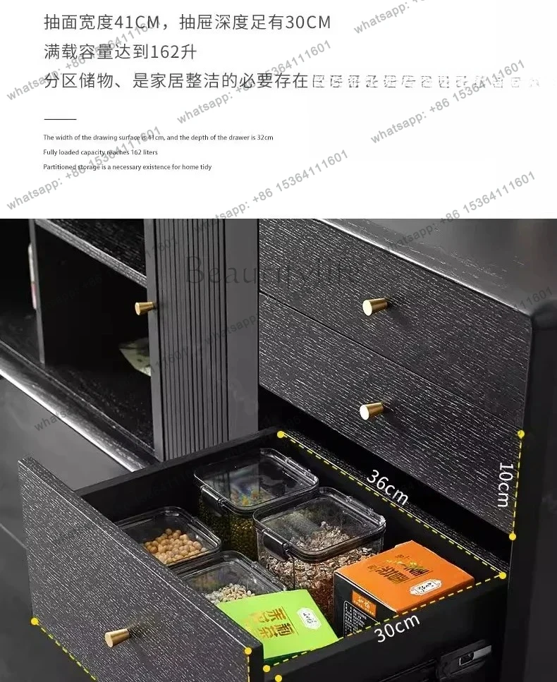 Nordic retro style dining side cabinet modern simple small apartment living room wall solid wood locker tea cabinet