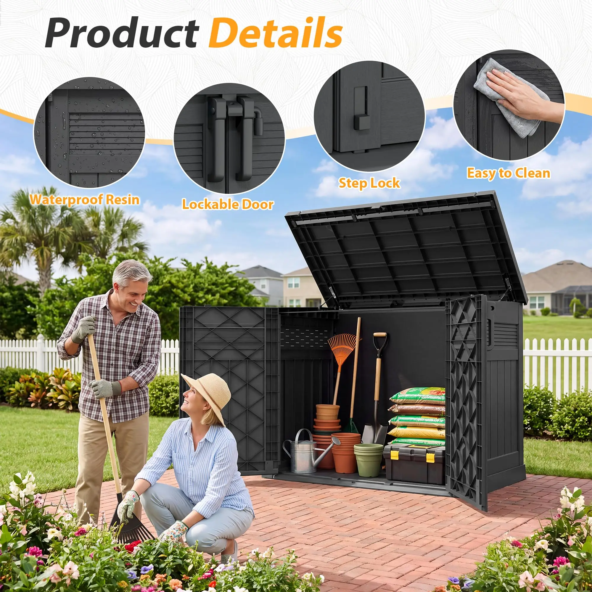 Outdoor Storage Box & Cabinet 51 Cu Ft, Garden Patio Storage Box