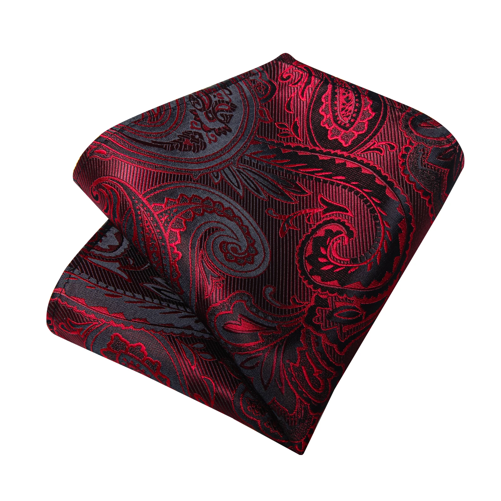 Luxury Floral Striped Solid Men's 8 cm Red Silk Tie Set Handkerchief Cufflinks Business Wedding Prom Groom Accsessories Gift Men