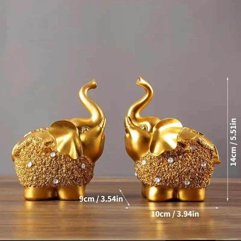 Lucky Golden Elephant Living Room Decorations TV Cabinet Home Decoration Luxury Home Decor Gifts Aesthetic Room Decor Christmas