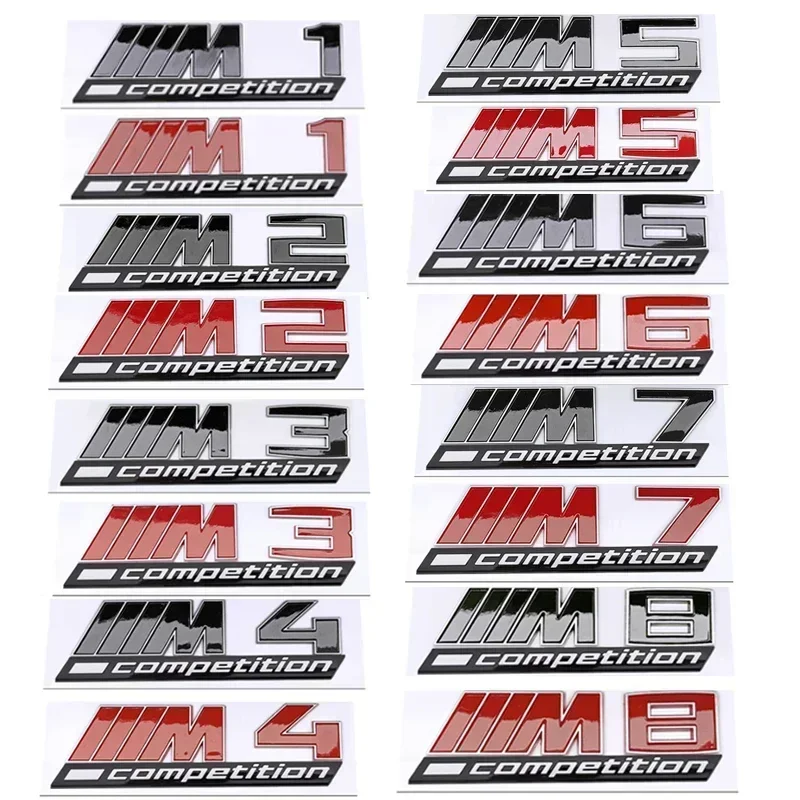 Black Red Car Front Grille Emblem Rear Stickers for M Power M1 M2 M4 M3 M5 M6 M7 M8 Competition Trunk Badge Modified Decoration