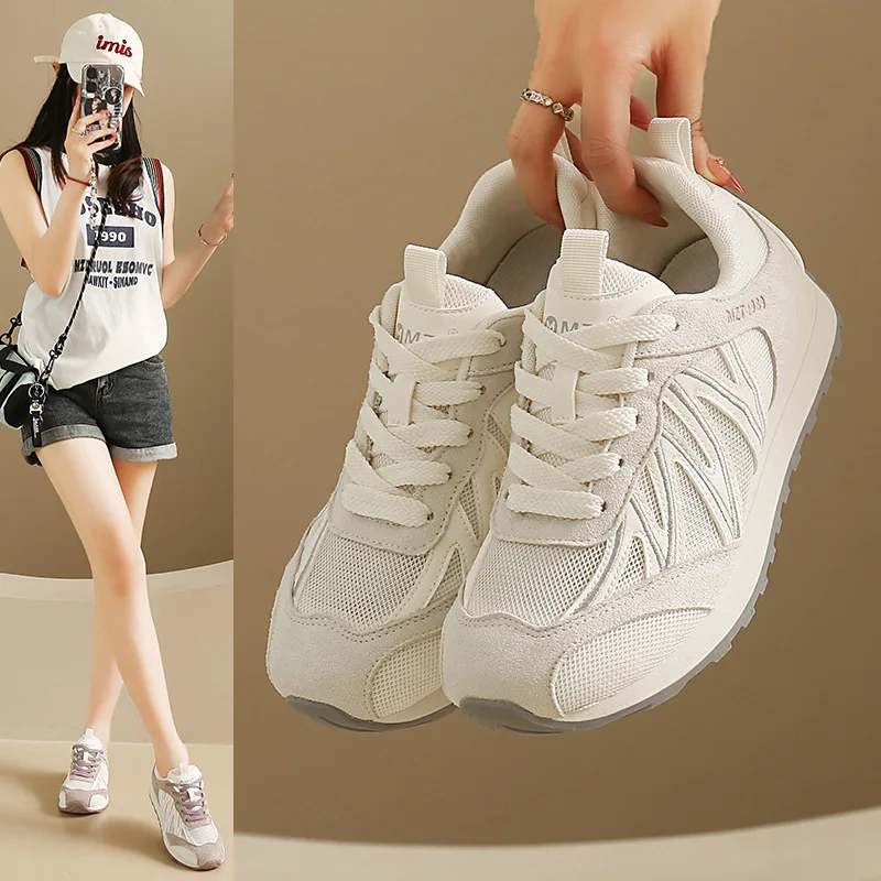 2026 Women's Summer Height Increase Leisure Sports Versatile Outdoor Running Shoes Comfortable Breathable Mesh