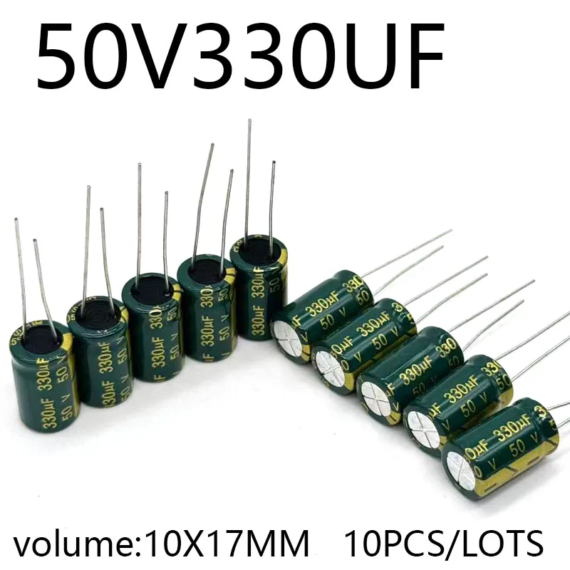 10pcs/lots 50V330UF 10*17MM high frequency low impedance aluminum electrolytic capacitor 50v330uf