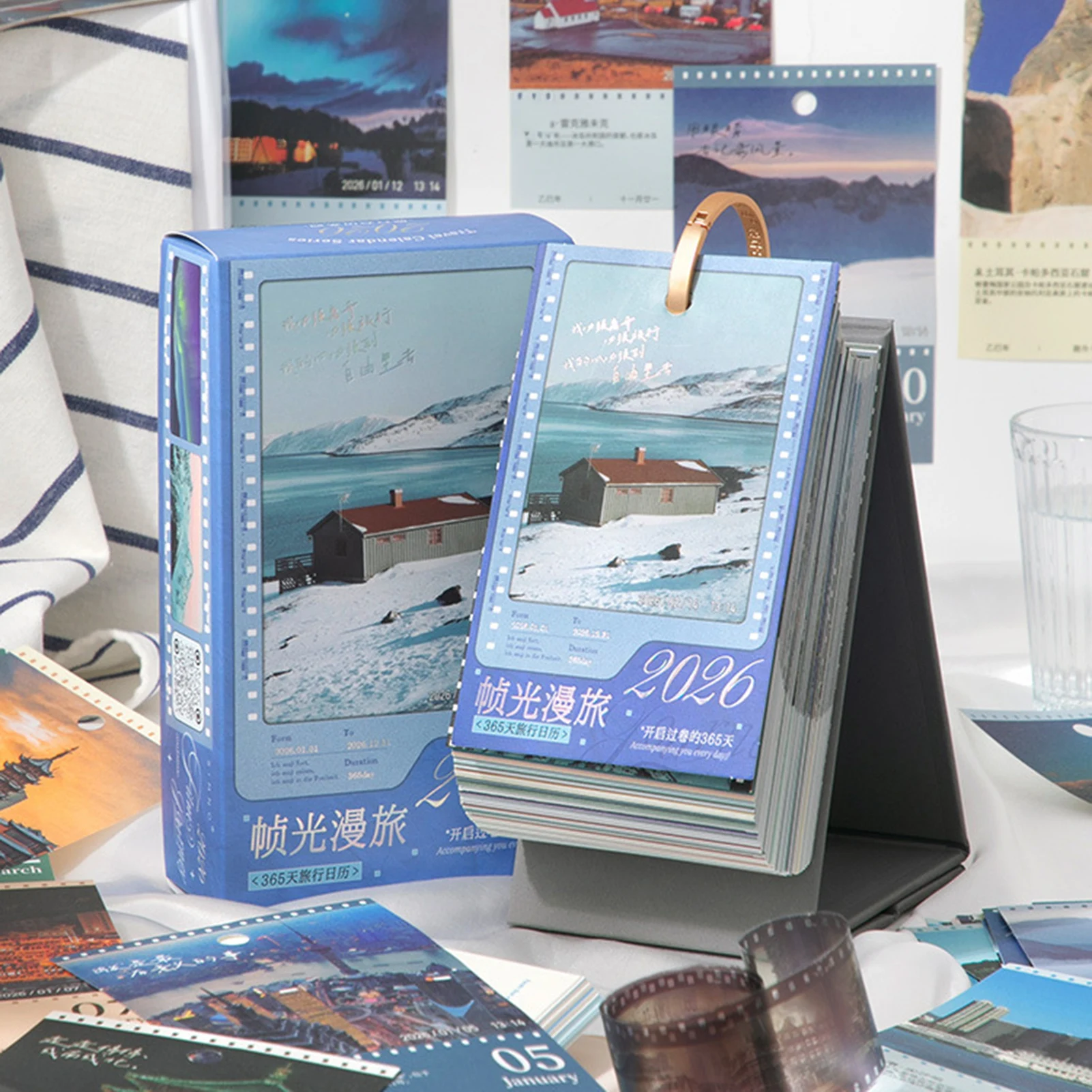 Travel Theme Desk Calendar With Scenic Illustrations Daily Planner Notepad Reusable Office Memo Organizer For Home And Office