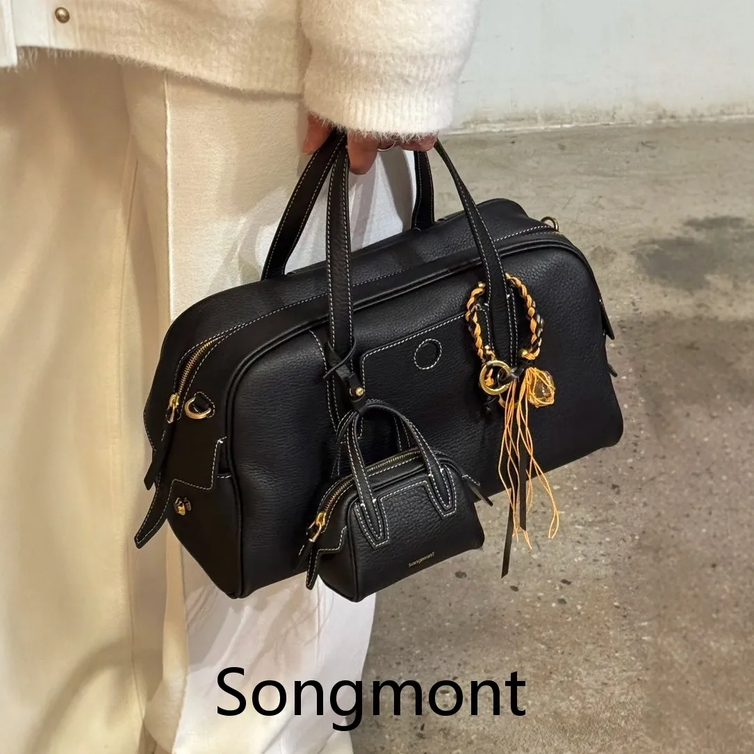 

Songmont Tracking Series Luxury Bowling Bag Boston Bag Retro Niche Shoulder Bag Unisex Handbag