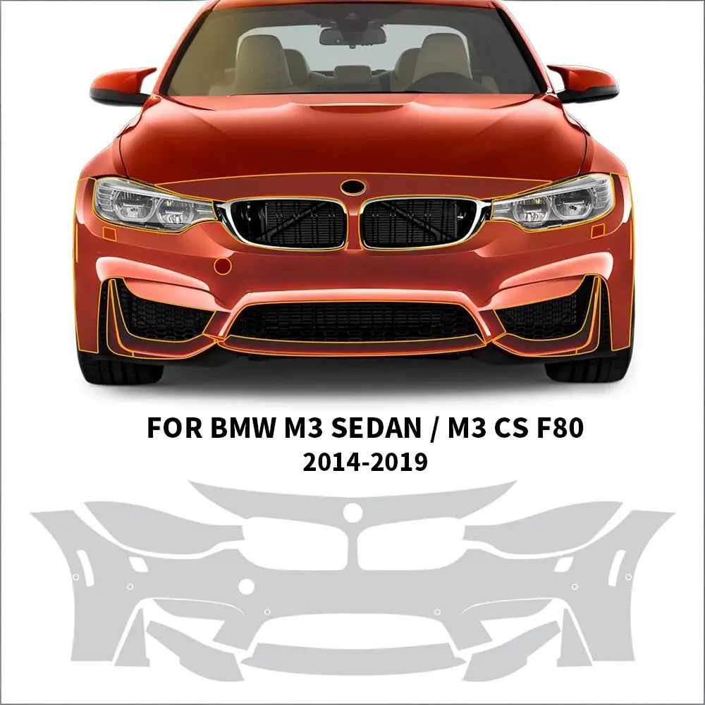 For BMW M3 Sedan CS F80 2014-2019 TPU Bumper Scratch-Resistant Self-Healing Paint Protection Film Invisible Pre-cut PPF ﻿Kit