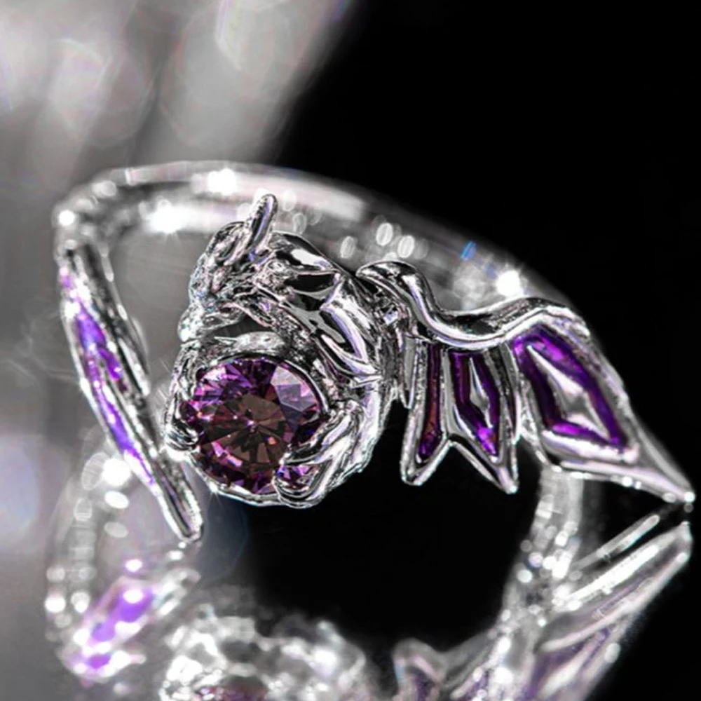 Game Honkai: Star Rail Castorice Cosplay Adjustable Ring Purple Zircon Finger Rings Adult Christmas Party Prop