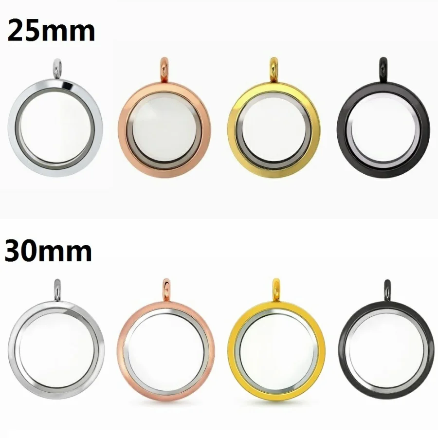 10pcs 25mm/30mm Round Magnetic Memory Locket Floating Glass Locket Pendant fit Necklace Key Chain