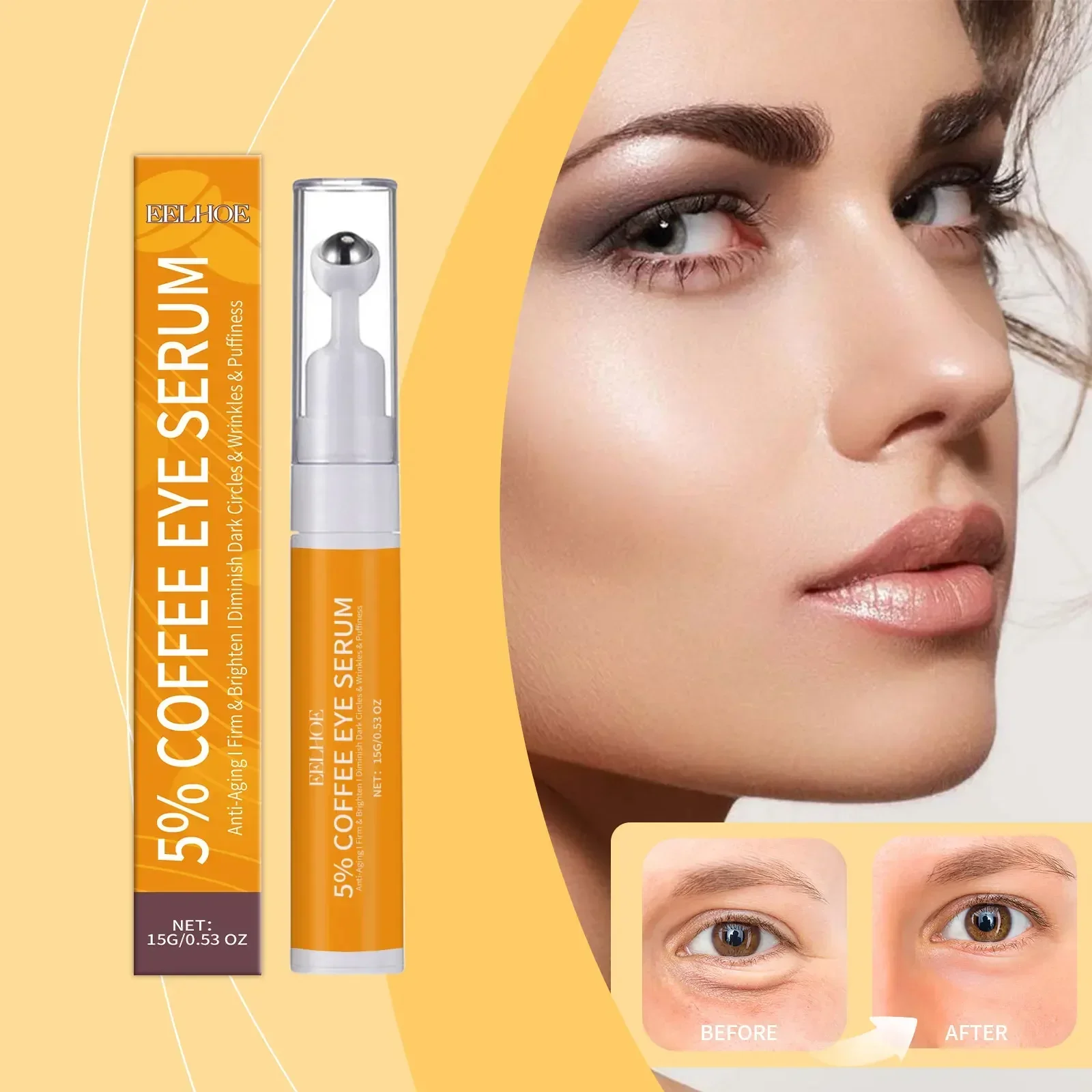 

5% Coffee Eye Serum Fade Eye Fine Line Collagen Lightens Dark Circles Bags Puffiness Tighten Moisturizing Under Eyes Skin Care