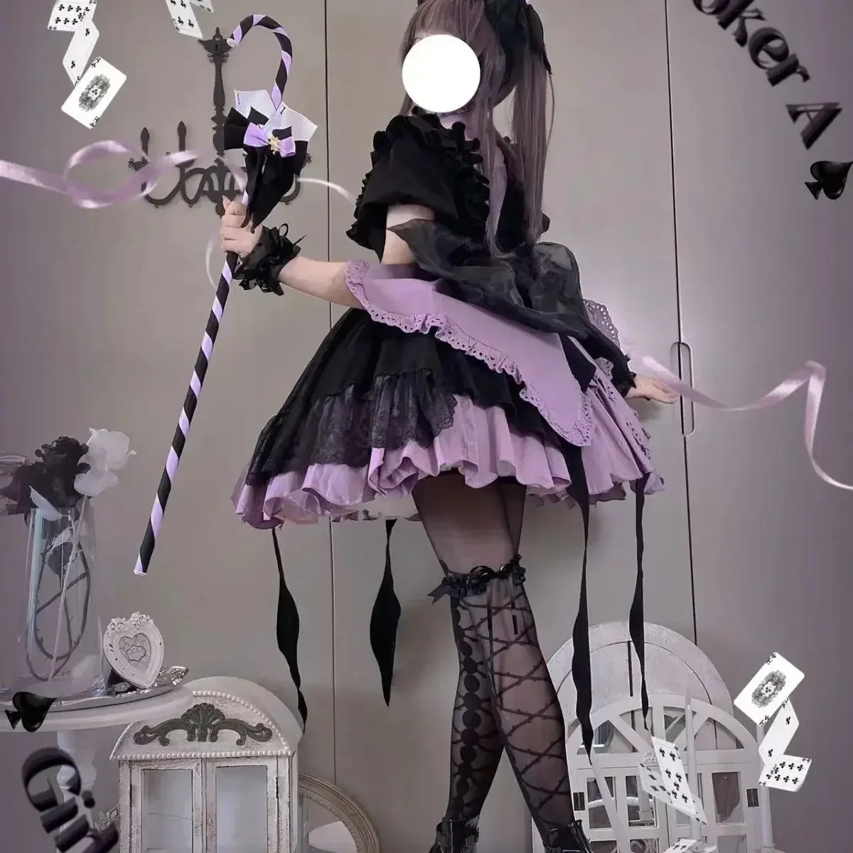 

New Lolita Girl Gift Box: Monster Space Original Lolita Magic Girl Little High-waisted short-sleeved Sweet and Cute Dress