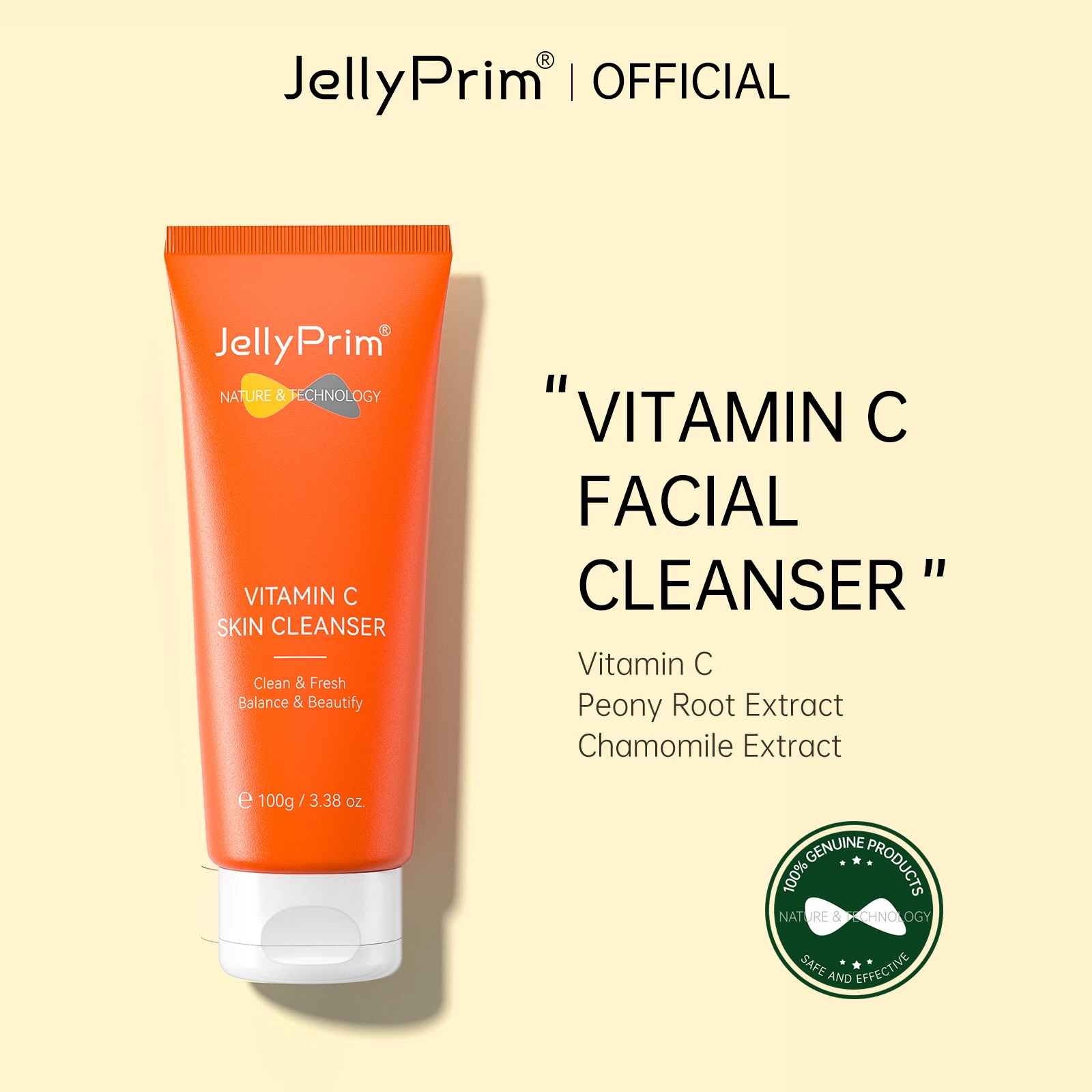 

Jellyprim Vitamin C Cleanser Face Wash Foam Facial Cleansing Moisturizer Skin Care Anti Acne Blackhead Remove Whitening Lotion