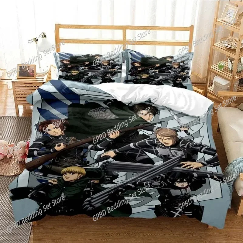 Attack On Titan AOT 3D Bedding Set Duvet Cover Pillowcases Single Twin Full Queen King Size Home Decor Quilt Boys Gift