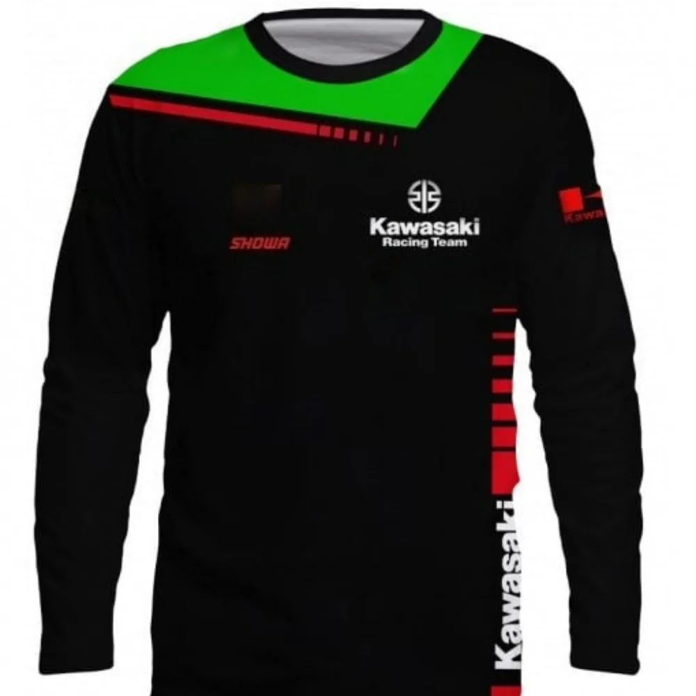 

Kawasaki Motorcycle Racing Team Men Women Crew Neck T-Shirt Long Sleeve Streetstyle Moto Fans Vintage Motocross Quick Dry Tops
