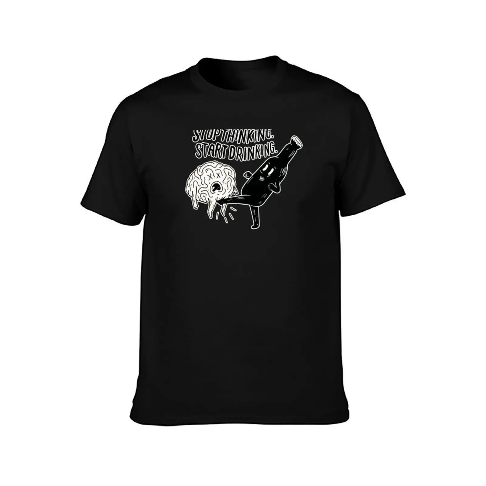 stop thinking start drinking T-Shirt Casual Loose Fit Summer Tee Shirt