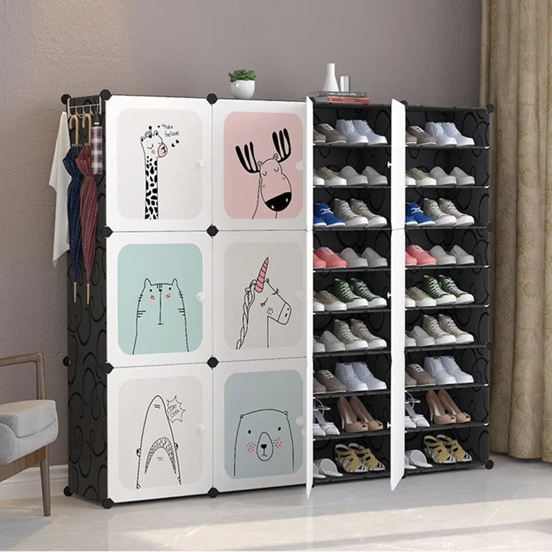 Multi-Tier Extendable Plastic Shoe Rack Cabinet Modern Waterproof Shoe Storage Box for Living Room or Warehouse Use