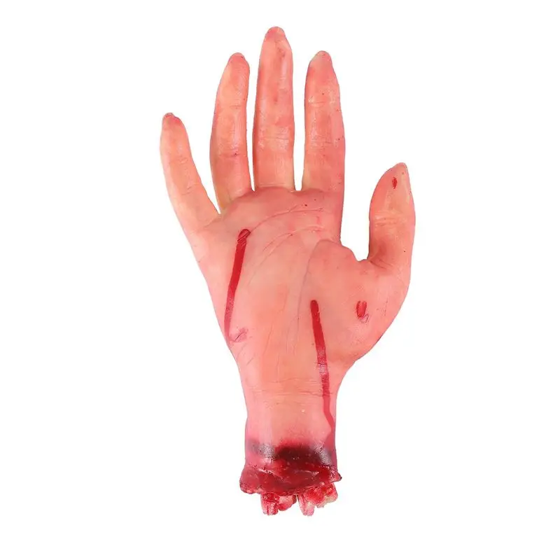A77I Bloody Horror Scary Halloween Prop Fake Severed Life Size Arm Hand House 19 X 10.5Cm
