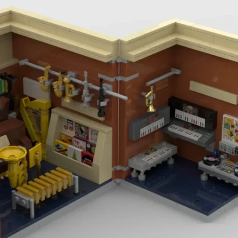 Popular Movie Street View Model MOC Building Bricks Musical Instrument Shop Technology Gifts Children Holiday Assemble Toys Suit