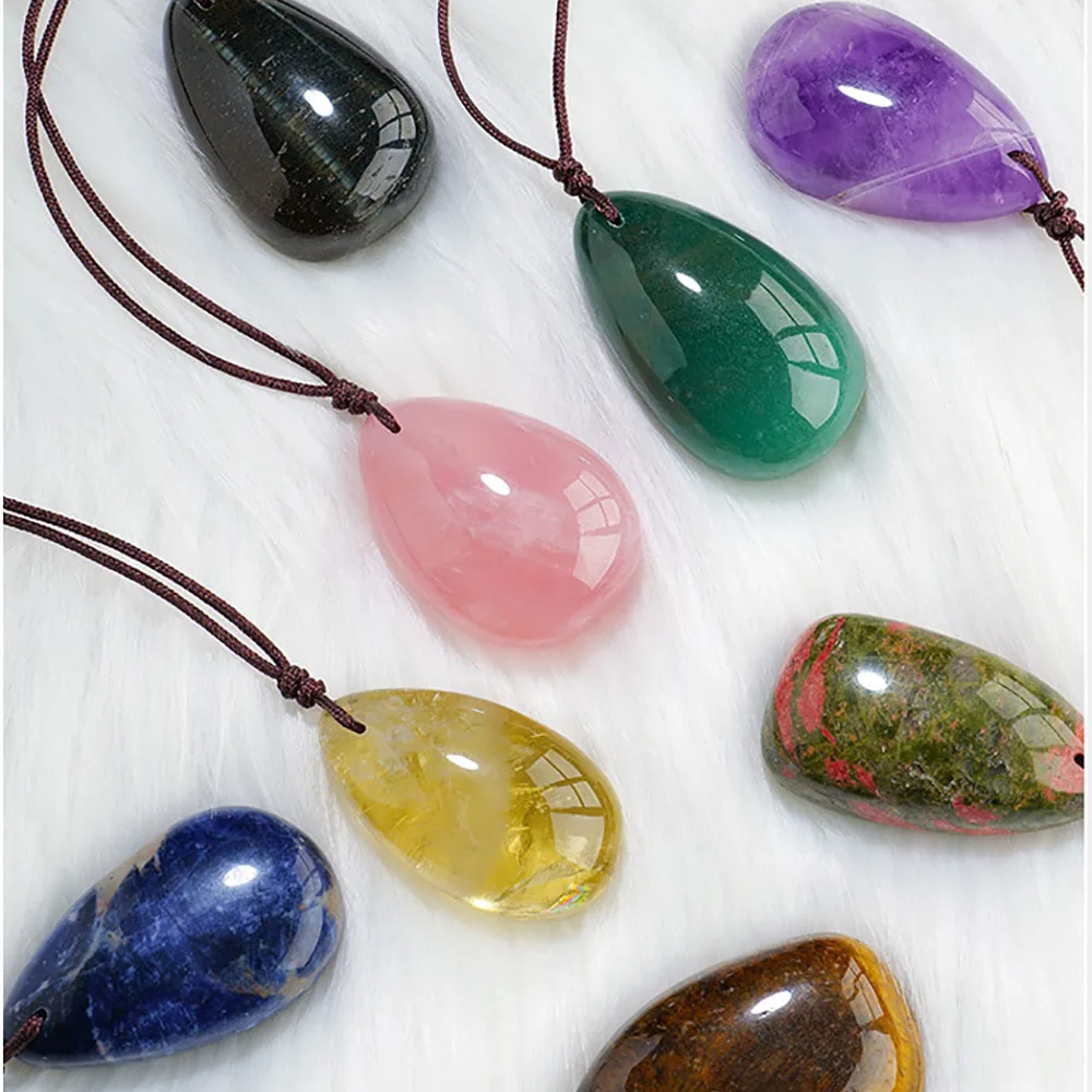 Natural Crystal Quartz Pendant Water Drop Healing Crystals Amethyst Tiger Eye Stones Citrine Lapis Lazuli Chakra Charms Necklace