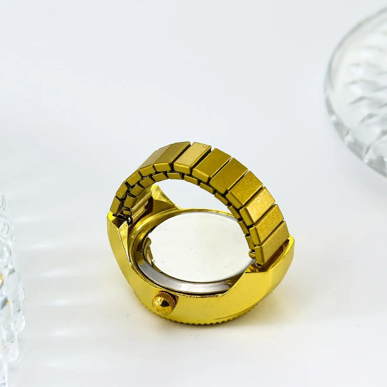 1 قطعة ساعة الموضة الرائعة يمكن أن ترى الوقت هدية إصبع ساعة حلقة حلقة ساعة إصبع ساعة طبعة صغيرة ساعة جيب شخصية