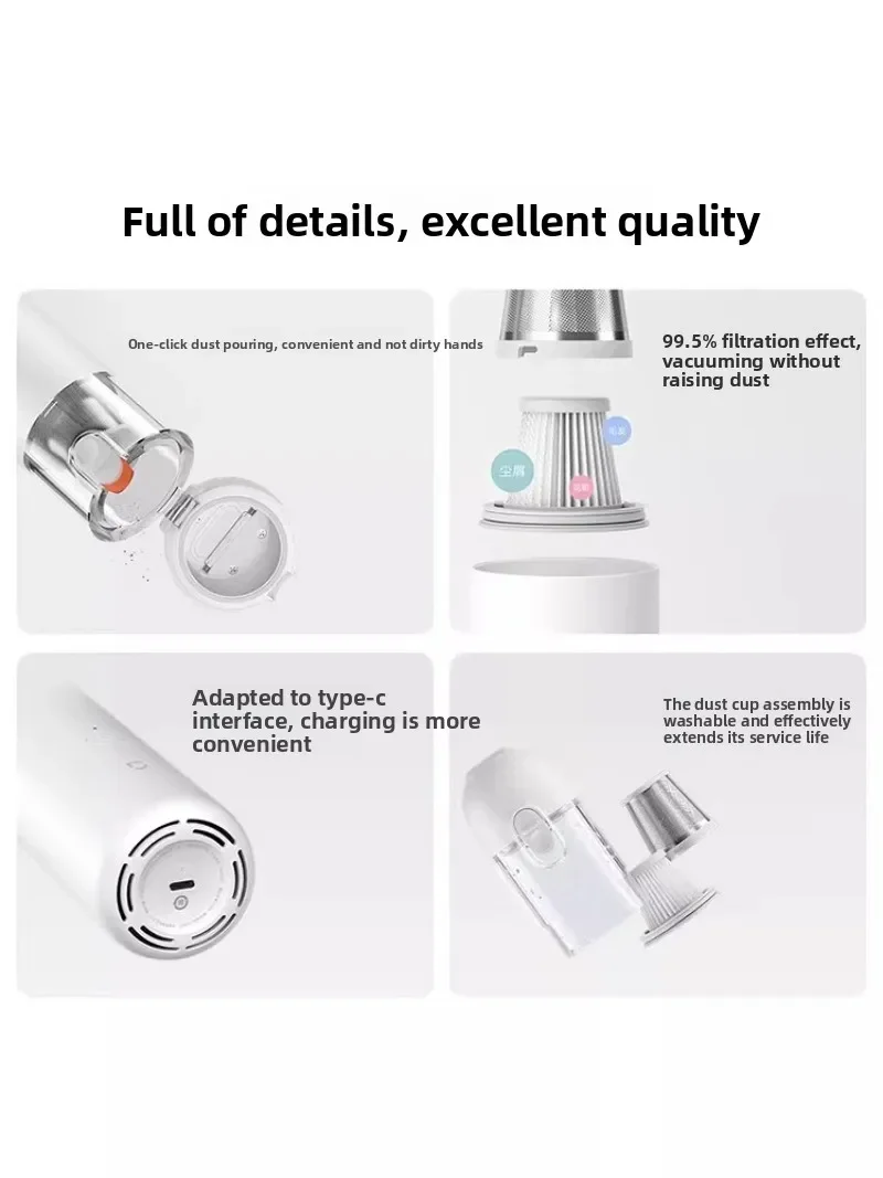 Ручной пылесос Mi, беспроводной, легкий для домашнего автомобиля, небольшой портативный