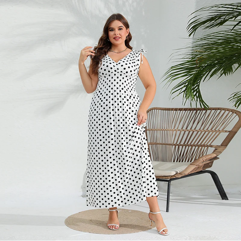 

2024 Summer Plus Size Floral Print Sleeveless V-Neck Maxi Dress Women Bohemian Kaftan Holiday Beach Sundress Party Gown Vestidos