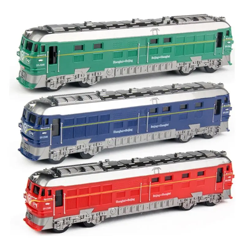 

1:87 Pull Back Vehicle Toy Simulated Alloy Train Locomotive Model with Sounds and Lights for DIY Architectural Sand Table Toys