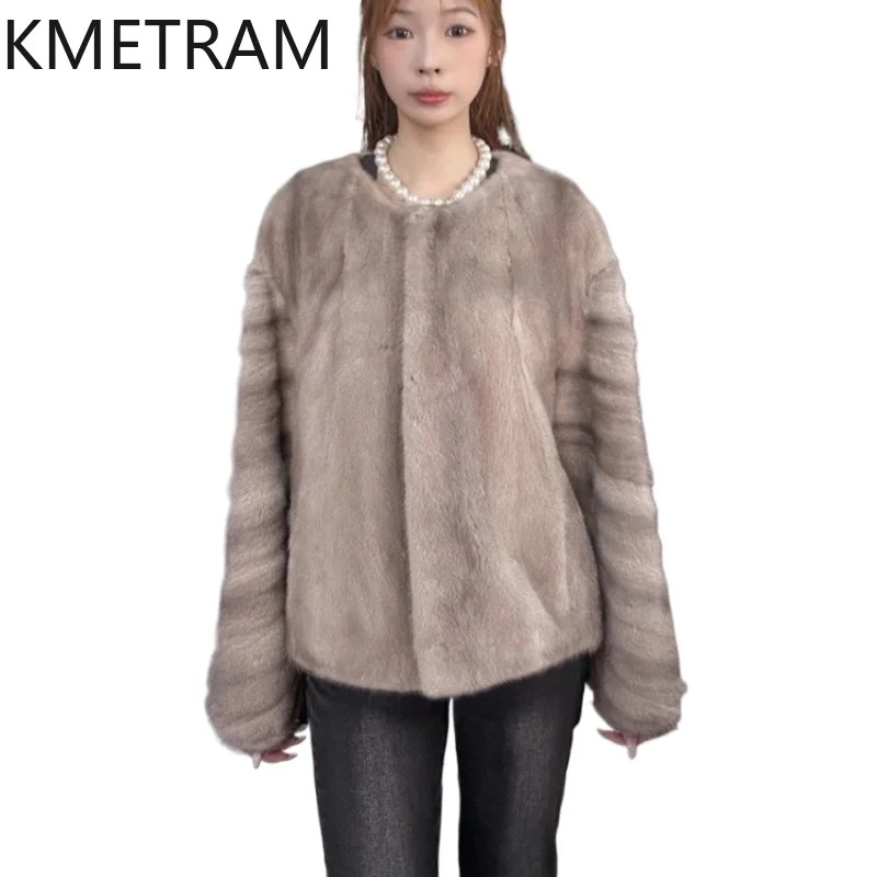 

Куртки из 100% цельного норкового меха, женская роскошная серебристо-синяя шуба из натурального меха 2025, высококачественная зимняя одежда для женщин, меховая куртка шуба