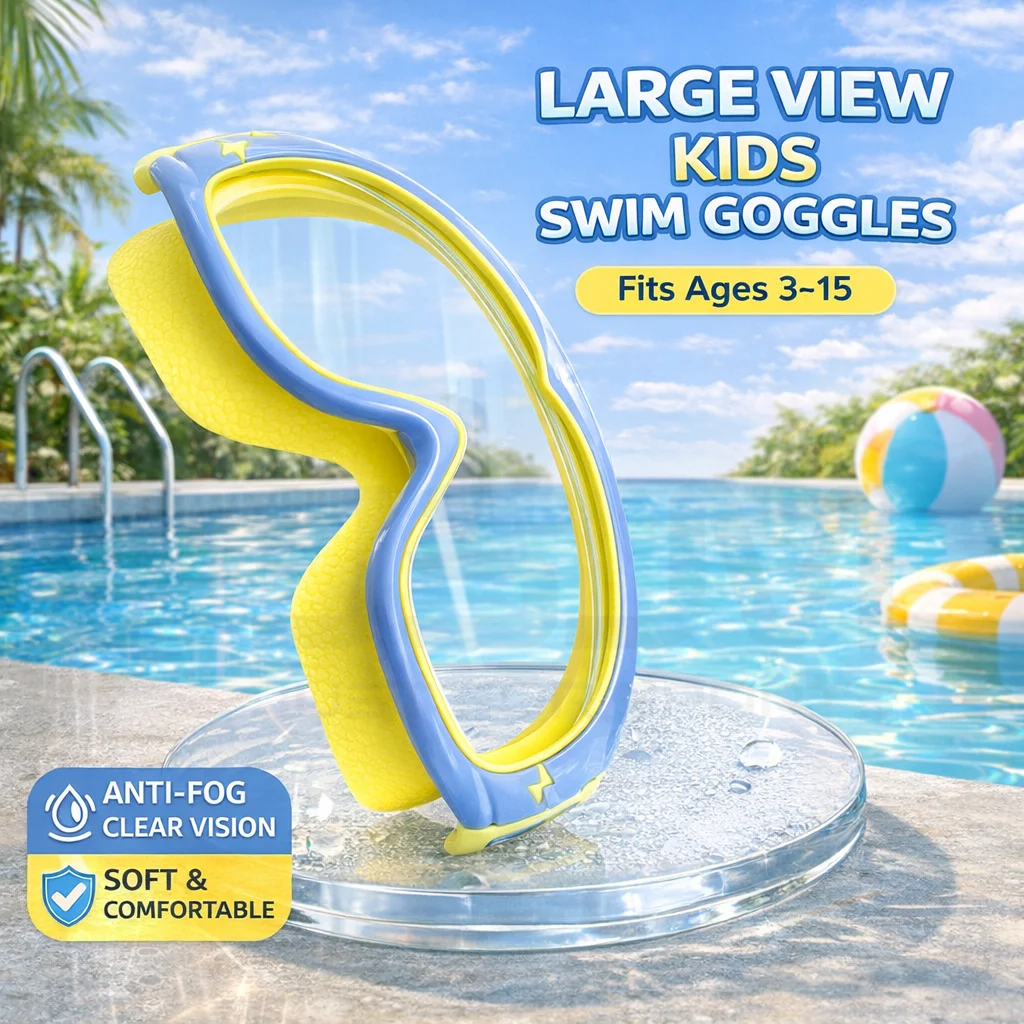 JSJM Kids Swimming Goggles Big Frame HD Wide View Anti-Fog Waterproof Swim Mask For Boys Girls Ages 3-15 Multi-Color Choice view 6