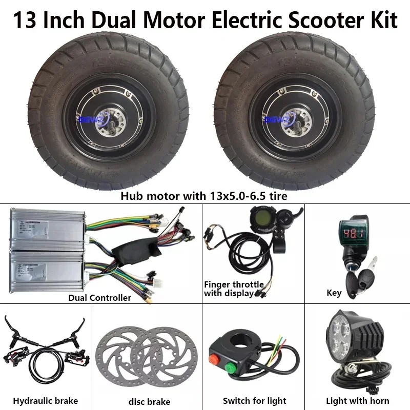 13 x5.0-6.5 pneumatico grasso da 13 pollici 60V 72V 3000W 4000W freno a disco senza spazzole senza spazzole Scooter elettrico Kit di conversione