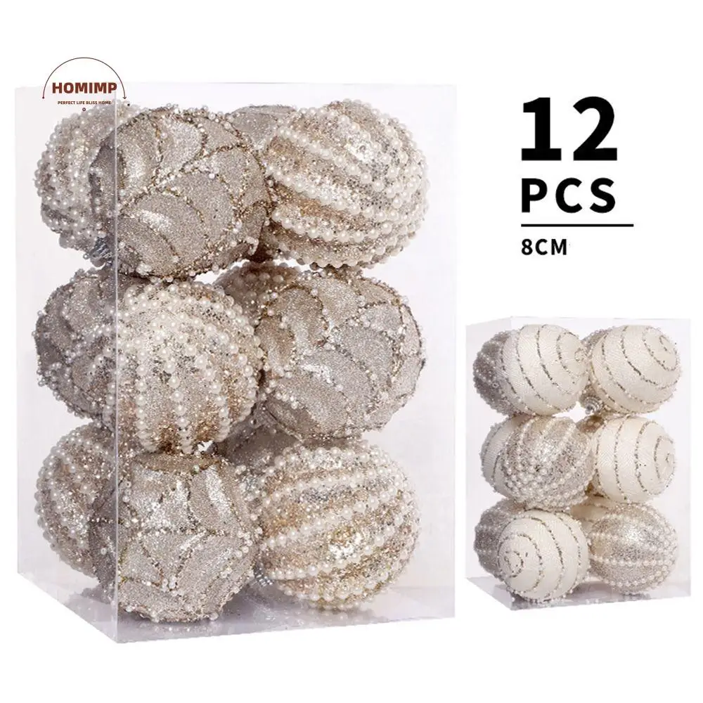

12pcs 8cm Glitter Christmas Balls Cartoon Plastic Painted Christmas Hanging Balls DIY Elegant Merry Christmas Tree Decor