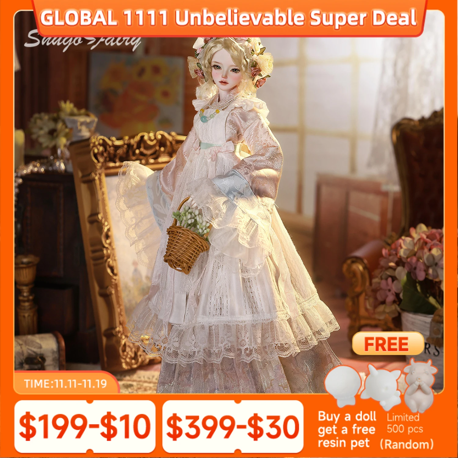 

ShugaFairy Dendro A 1/4 Bjd Dolls Han-Western Fusion Court Style High Quality Ball Jointed Dolls Full Set Bjd Anime Doll