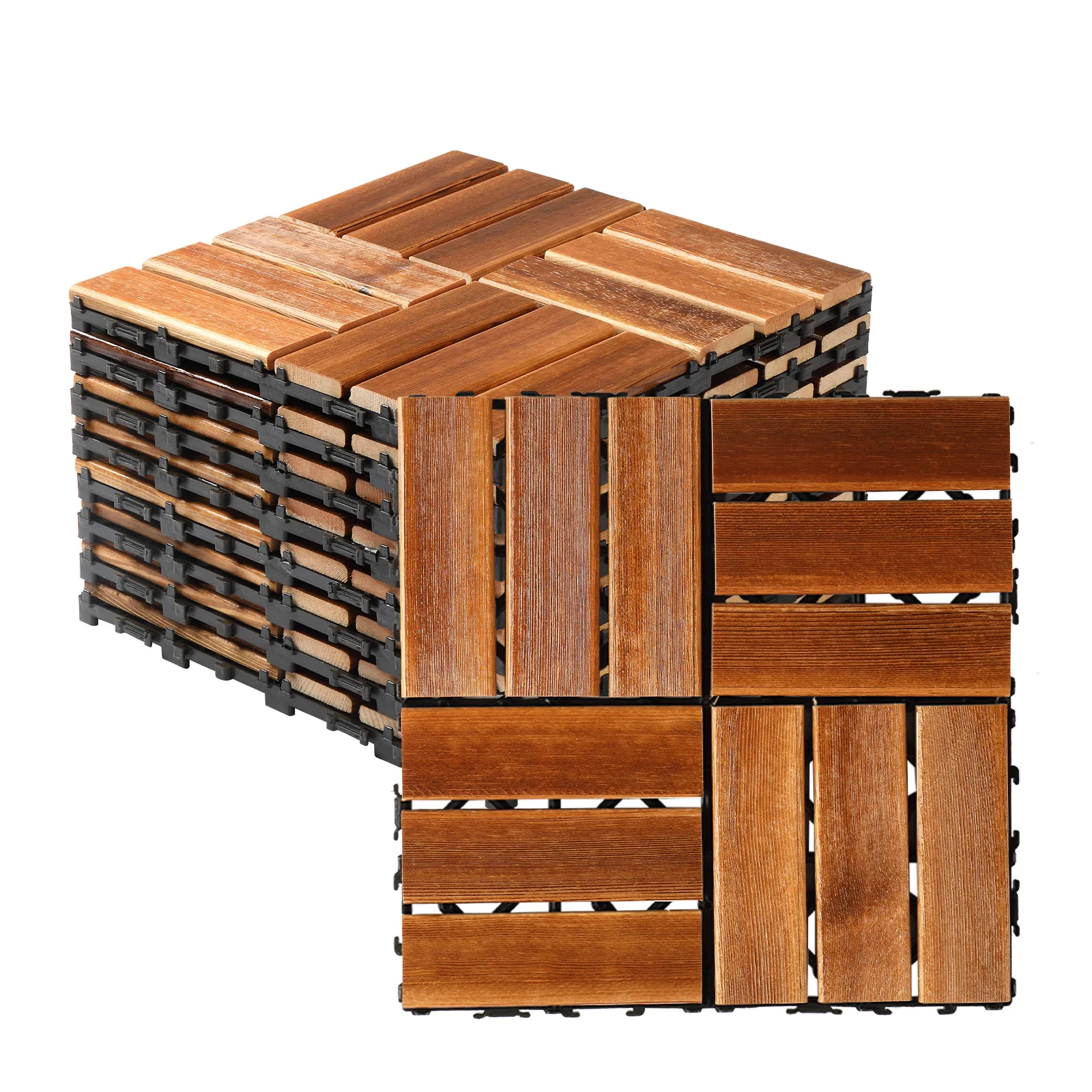27pcs Wood Interlocking Deck Tiles 11.8