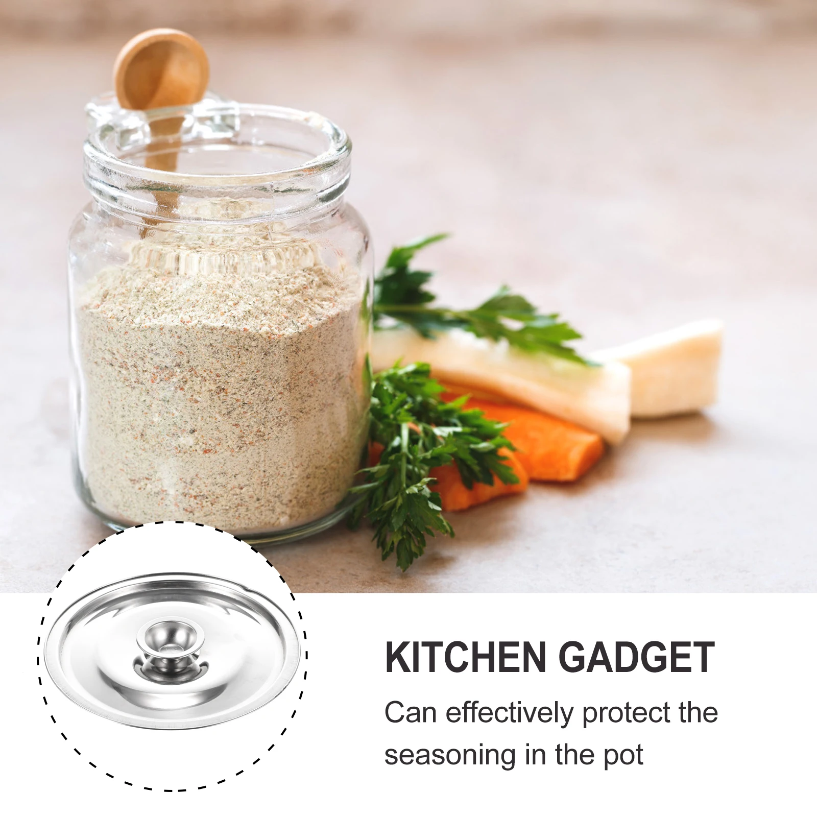 

16Cm Stainless Steel Seasoning Pot Lid Explosion-Proof Moisture-Resistant Easy Clean Kitchen Gadget Household Home Sturdy Cover
